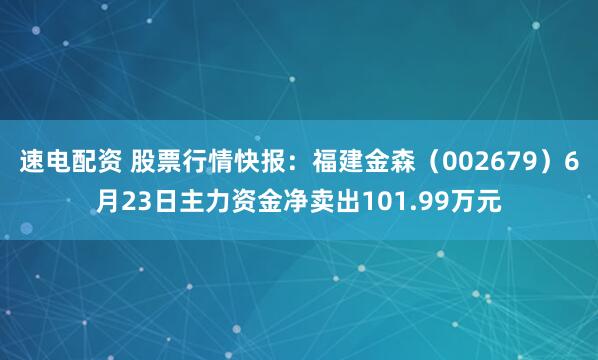 速电配资 股票行情快报：福建金森（002679）6月23日主力资金净卖出101.99万元