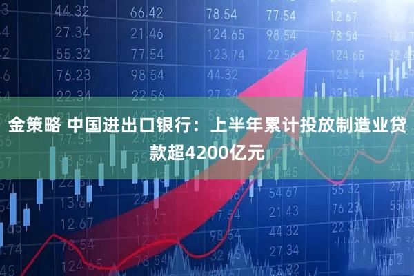 金策略 中国进出口银行：上半年累计投放制造业贷款超4200亿元