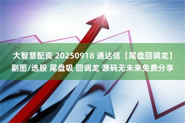 大智慧配资 20250918 通达信【尾盘回调龙】副图/选股 尾盘吸 回调龙 源码无未来免费分享