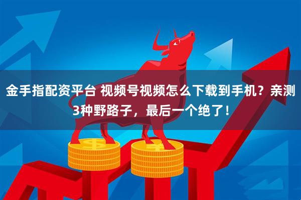 金手指配资平台 视频号视频怎么下载到手机？亲测3种野路子，最后一个绝了！